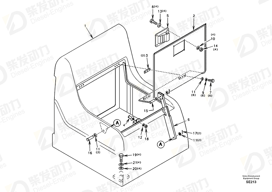VOLVO Door SA1162-08650 Drawing VOLVO Door SA1162-08650 Drawing