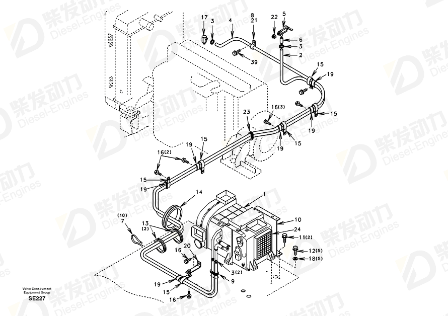 VOLVO Heater SA1125-01221 Drawing