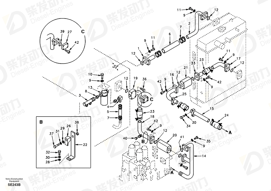 VOLVO Pipe SA1142-05952 Drawing VOLVO Pipe SA1142-05952 Drawing