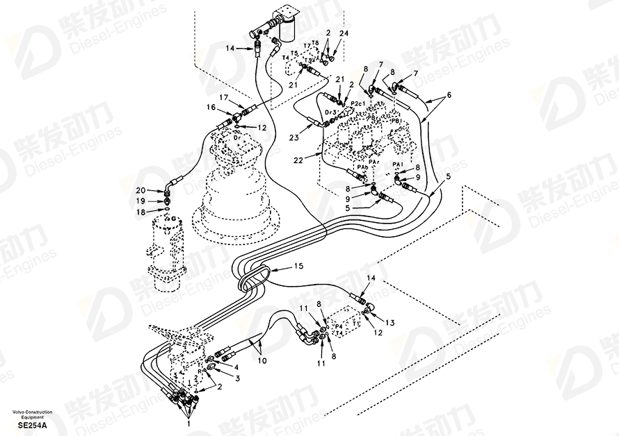 VOLVO Hose assembly SA9451-03360 Drawing VOLVO Hose assembly SA9451-03360 Drawing