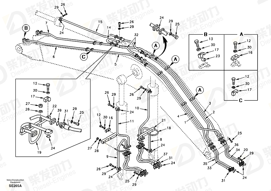 VOLVO Pipe SA1174-02041 Drawing VOLVO Pipe SA1174-02041 Drawing
