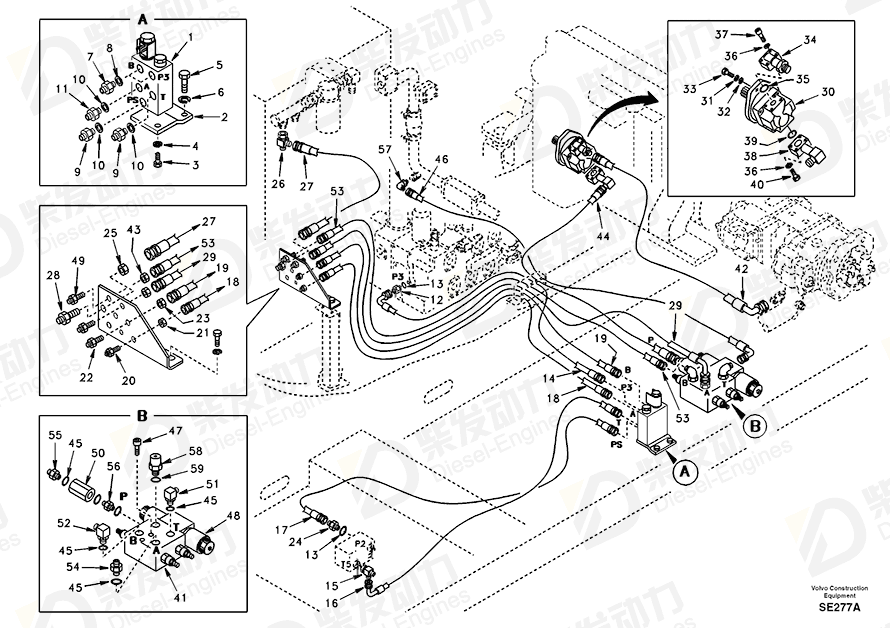 VOLVO Hose SA9451-03340 Drawing VOLVO Hose SA9451-03340 Drawing