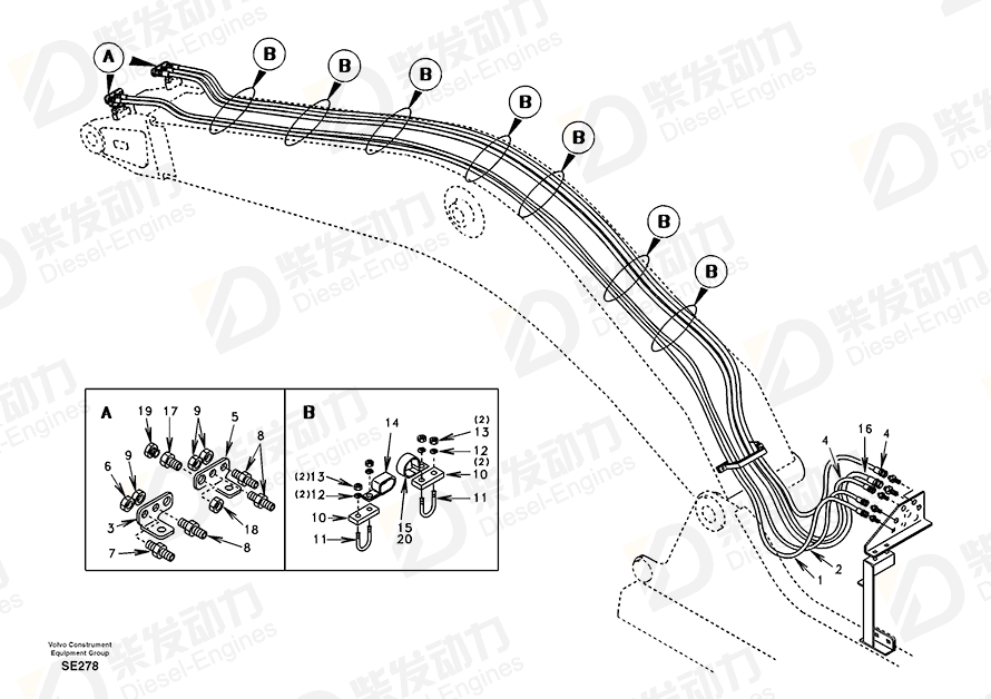 VOLVO Hose SA9466-02661 Drawing VOLVO Hose SA9466-02661 Drawing