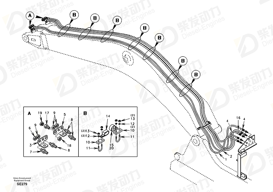 VOLVO Hose SA9466-03651 Drawing VOLVO Hose SA9466-03651 Drawing