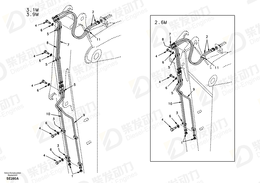 VOLVO Pipe SA1174-56780 Drawing VOLVO Pipe SA1174-56780 Drawing