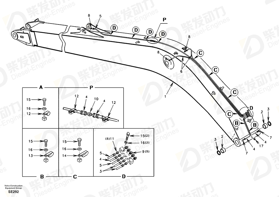 VOLVO Hose assembly SA9482-02165 Drawing