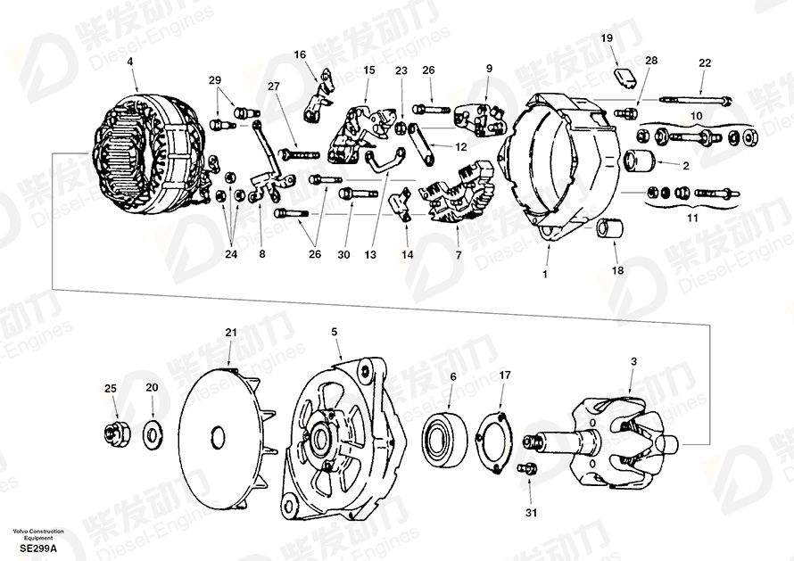 VOLVO Alternator SA1122-02190 Drawing