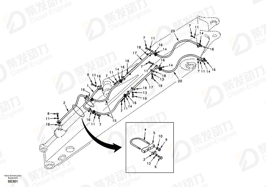 VOLVO Hose assembly 14880019 Drawing