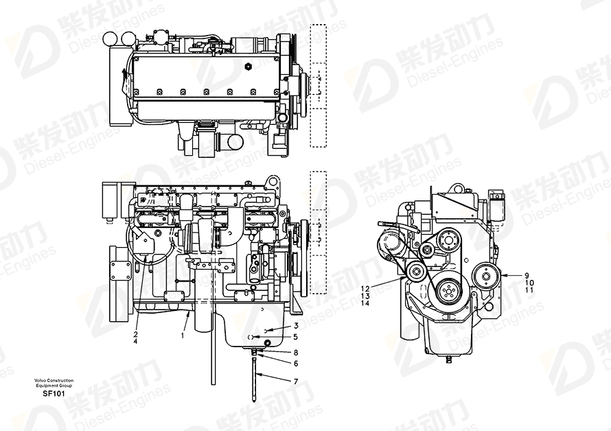 VOLVO Engine SA1111-00791 Drawing