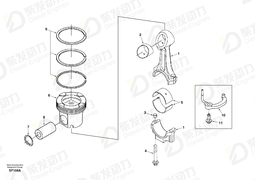 VOLVO Connecting rod SA3899450 Drawing