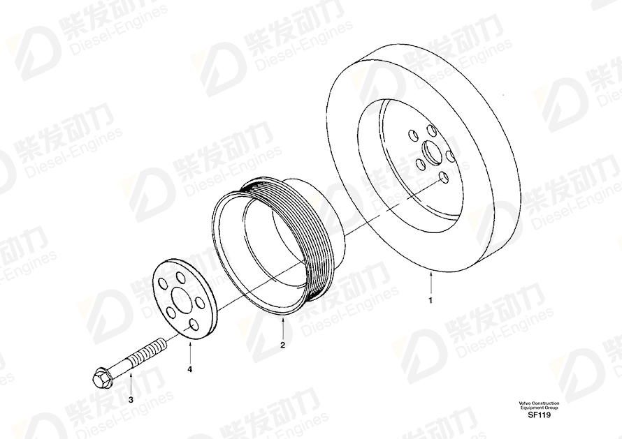 VOLVO Pulley SA3073676 Drawing