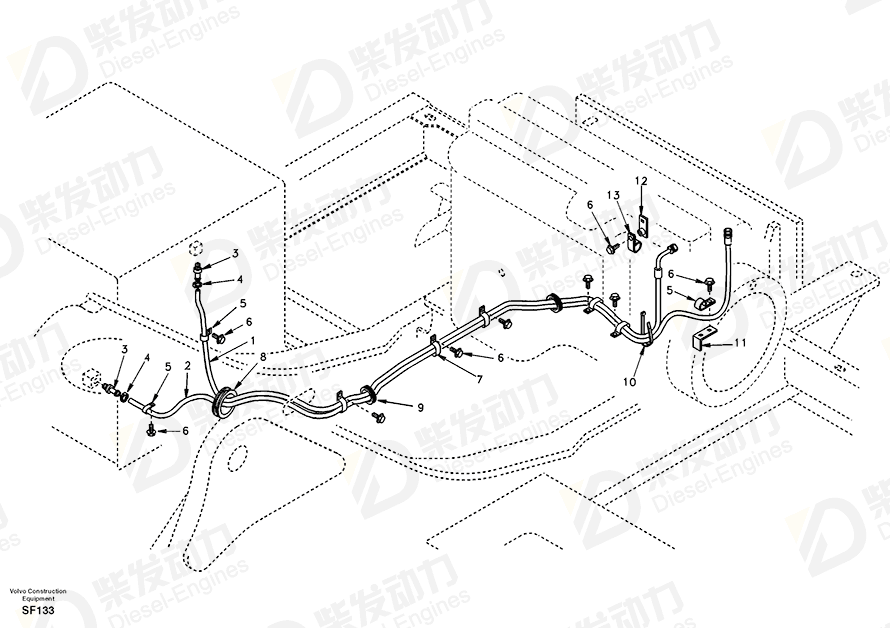 VOLVO Return hose SA1116-00501 Drawing