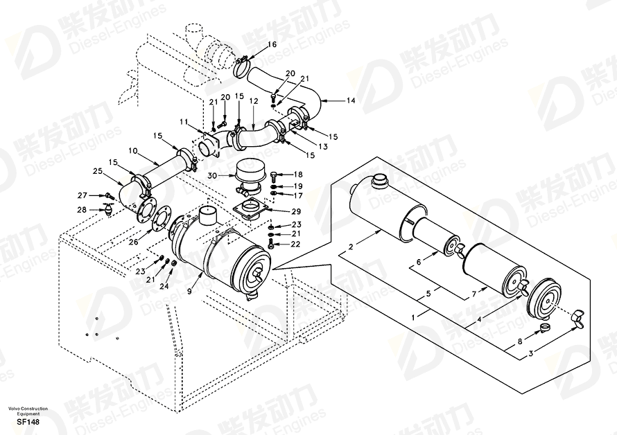 VOLVO Pre-cleaner SA9922-70000 Drawing