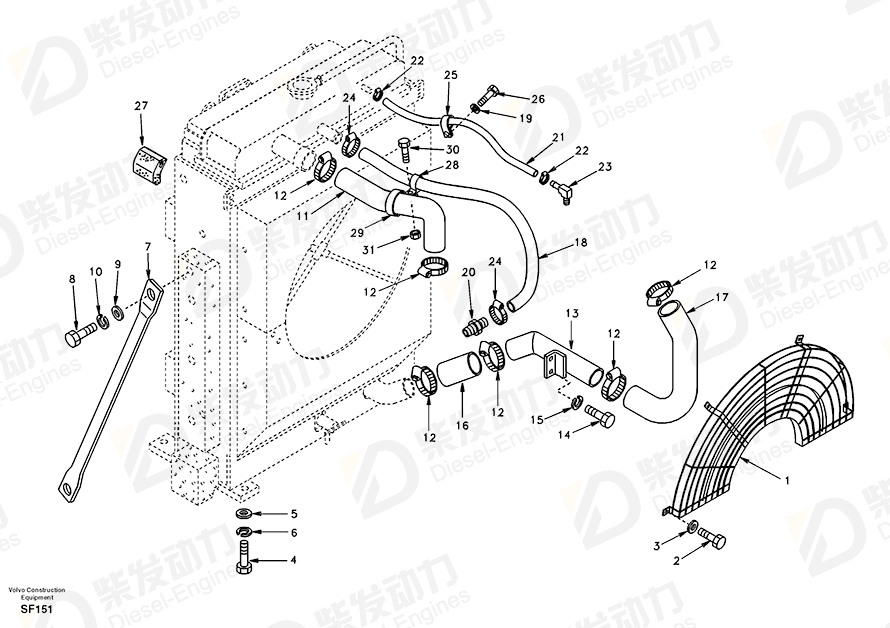 VOLVO INLET HOSE SA1115-01840 Drawing