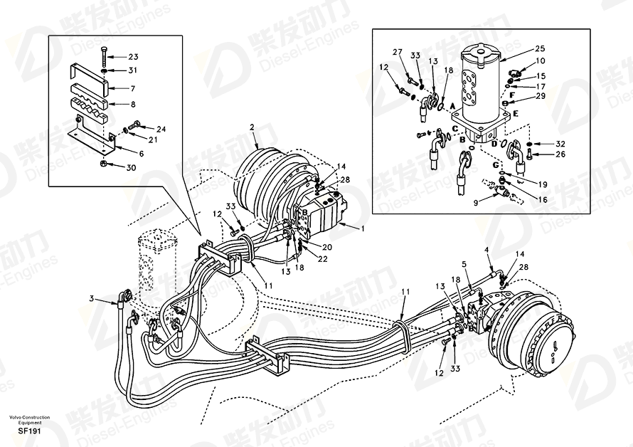 VOLVO HOSE ASSEMBLY SA9453-02357 Drawing