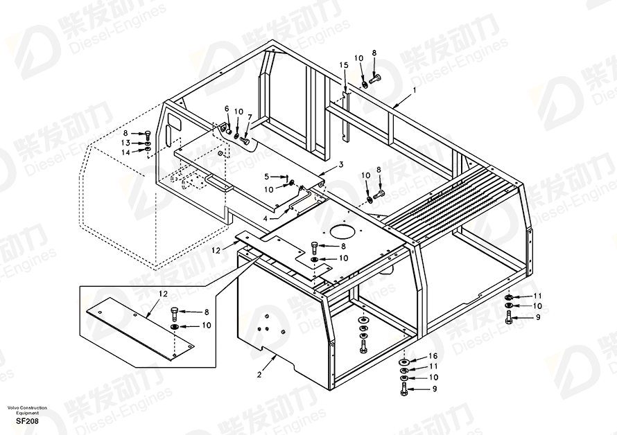 VOLVO Cover SA1162-08490 Drawing VOLVO Cover SA1162-08490 Drawing