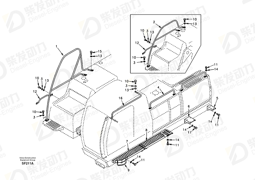 VOLVO Duckboard SA1166-03221 Drawing