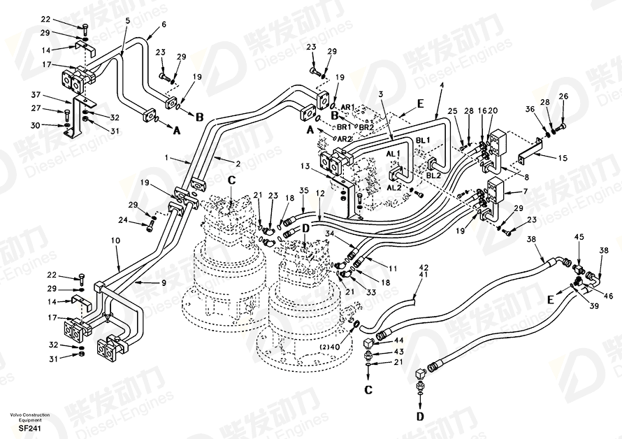 VOLVO Fuel hose SA9951-16009 Drawing