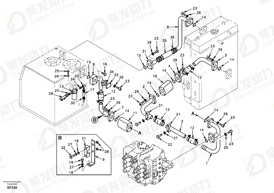 VOLVO Pipe SA1142-06050 Drawing VOLVO Pipe SA1142-06050 Drawing