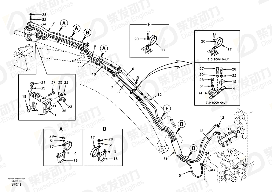 VOLVO Pipe SA1074-08901 Drawing VOLVO Pipe SA1074-08901 Drawing