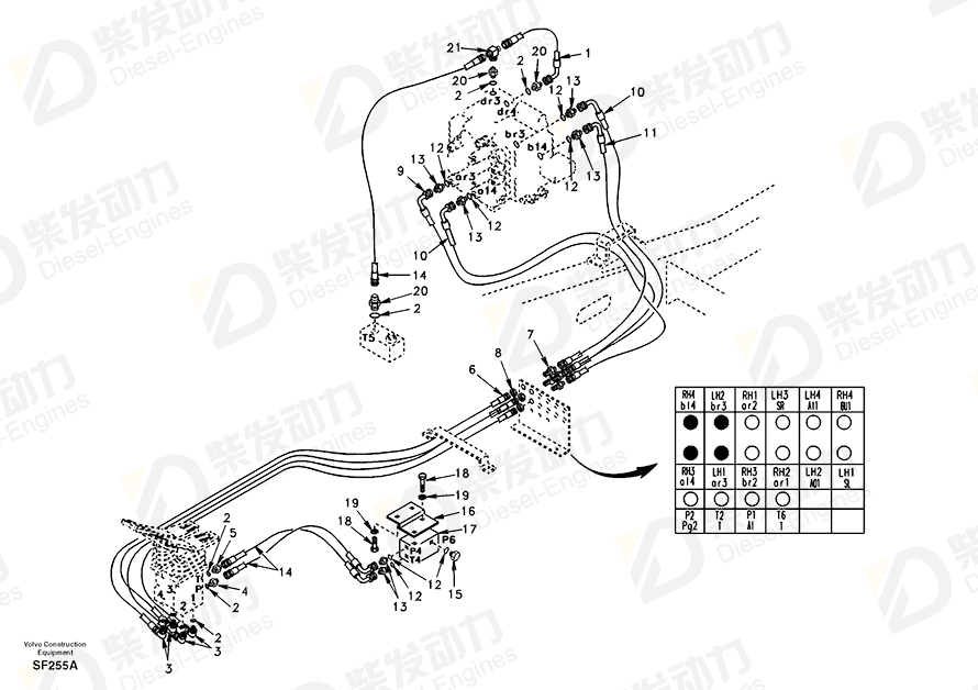 VOLVO Hose assembly SA9451-03339 Drawing VOLVO Hose assembly SA9451-03339 Drawing