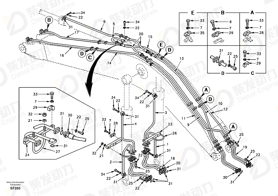VOLVO Tube assembly 14501702 Drawing