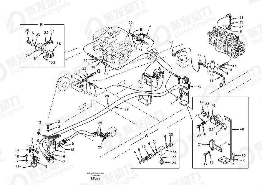 VOLVO Hose assembly SA9453-03323 Drawing VOLVO Hose assembly SA9453-03323 Drawing