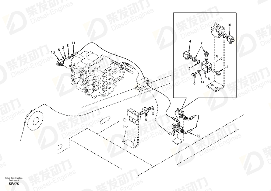 VOLVO Hose SA9455-03307 Drawing VOLVO Hose SA9455-03307 Drawing