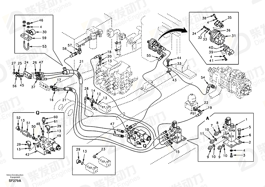 VOLVO Hose assembly SA9453-03651 Drawing