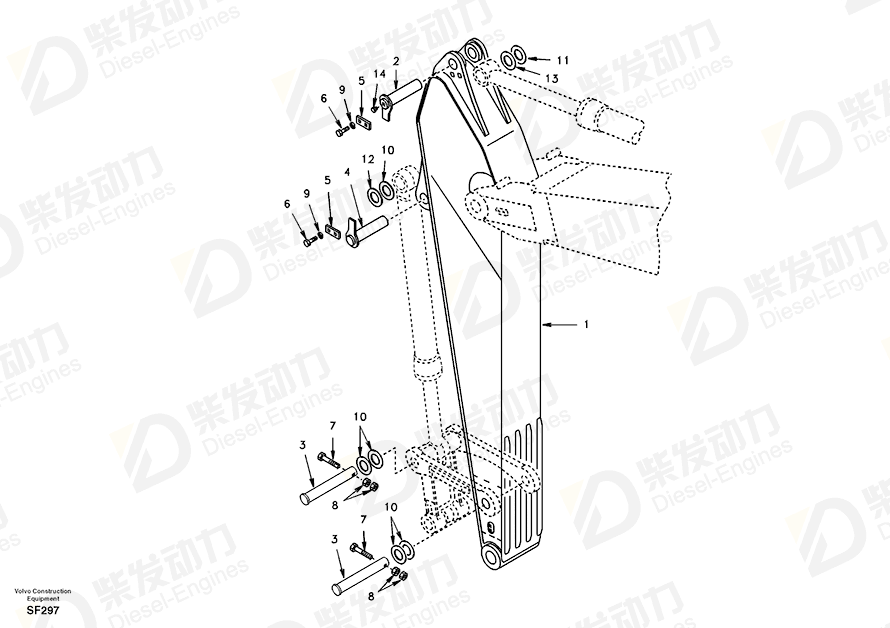 VOLVO Dipper Arm 14502990 Drawing VOLVO Dipper Arm 14502990 Drawing