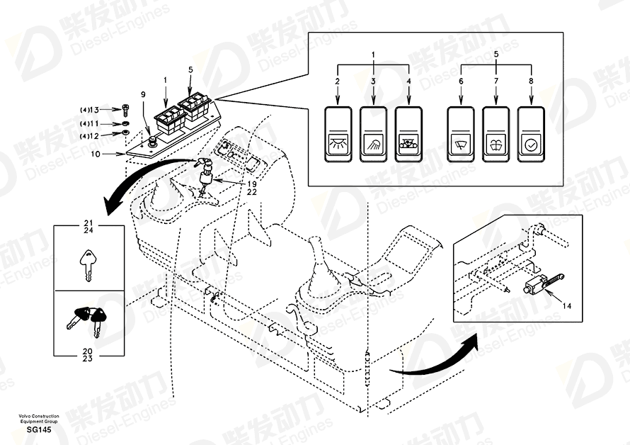 VOLVO Starter Switch SA1123-02820 Drawing