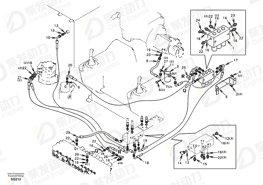 VOLVO Hose assembly SA9453-03308 Drawing