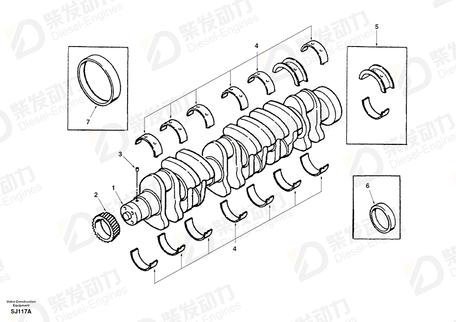 VOLVO Crankshaft SA3905730 Drawing