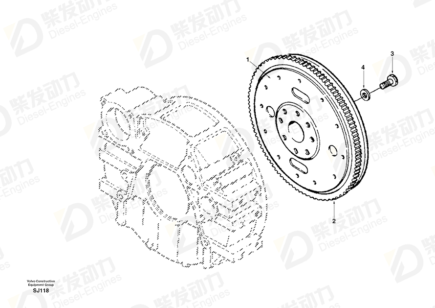 VOLVO Flywheel SA3973363 Drawing