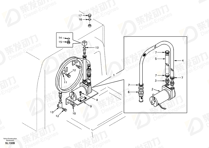 VOLVO Hose SA1128-00290 Drawing VOLVO Hose SA1128-00290 Drawing