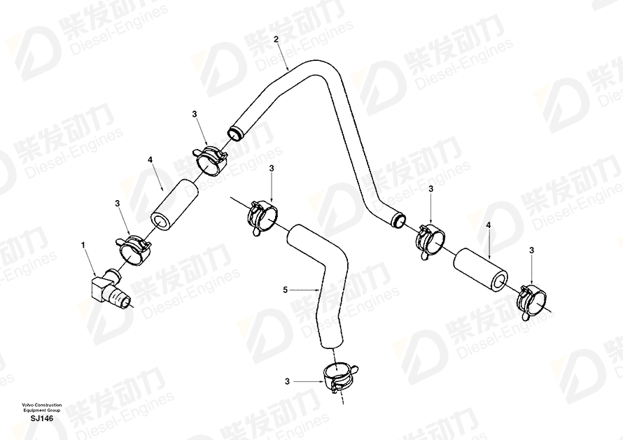 VOLVO Fuel hose SA3928492 Drawing