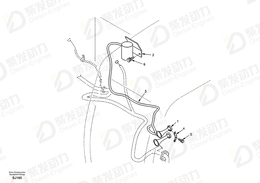 VOLVO Air Horn 14503750 Drawing