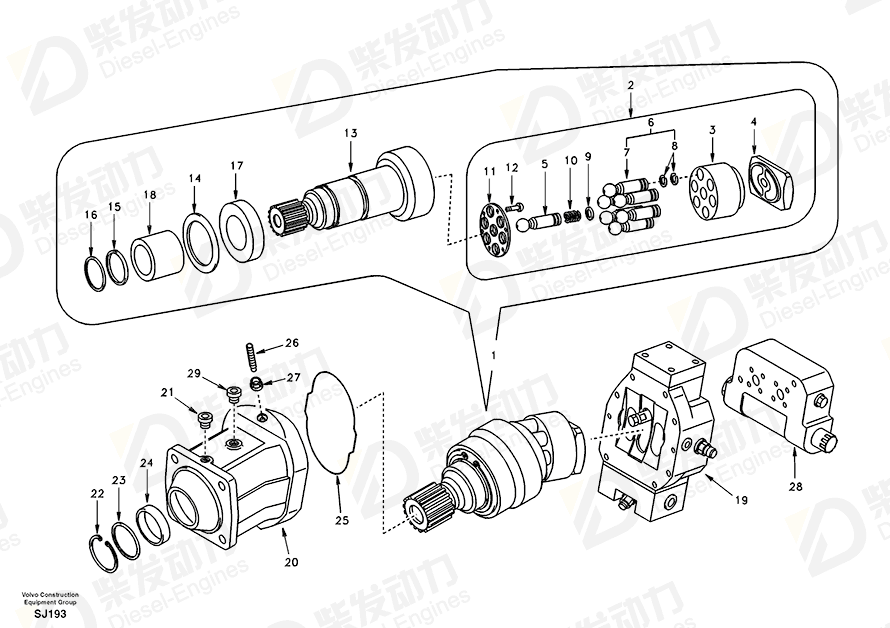 VOLVO Roller bearing SA8230-29400 Drawing