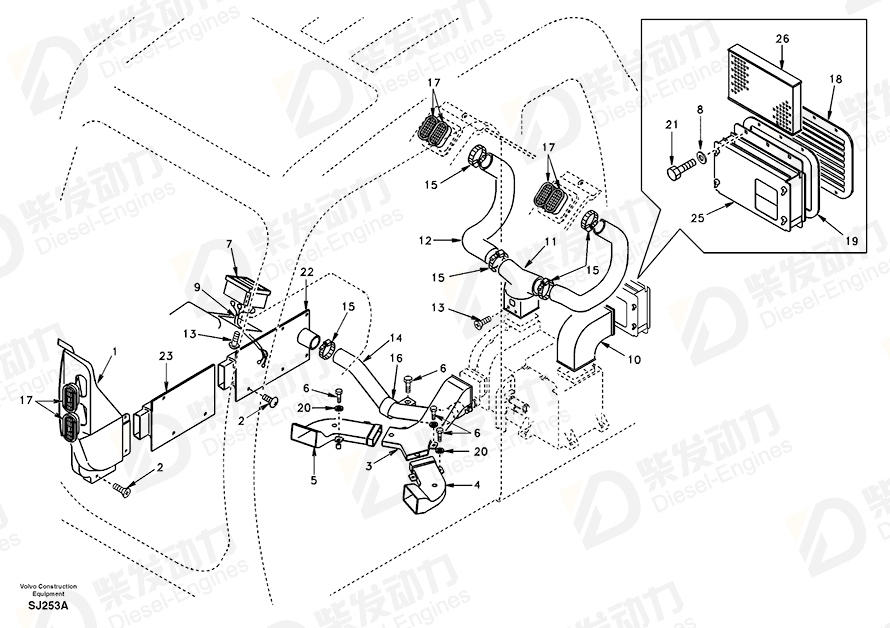 VOLVO Defroster hose 14529249 Drawing