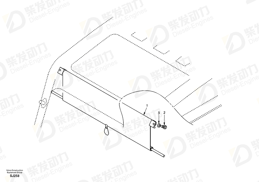 VOLVO Sun visor SA1166-30440 Drawing