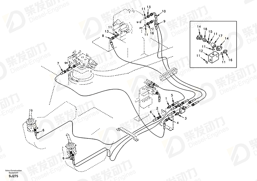 VOLVO Hose assembly SA9453-03326 Drawing VOLVO Hose assembly SA9453-03326 Drawing