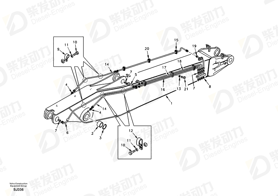 VOLVO Hose assembly SA9482-02410 Drawing VOLVO Hose assembly SA9482-02410 Drawing