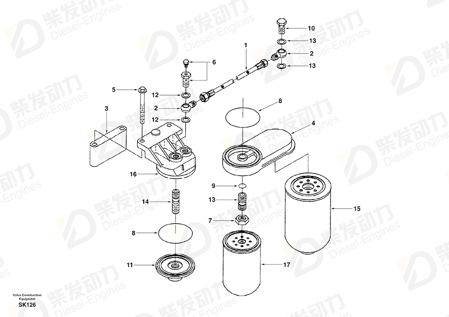 VOLVO Fuel filter SA3936315 Drawing