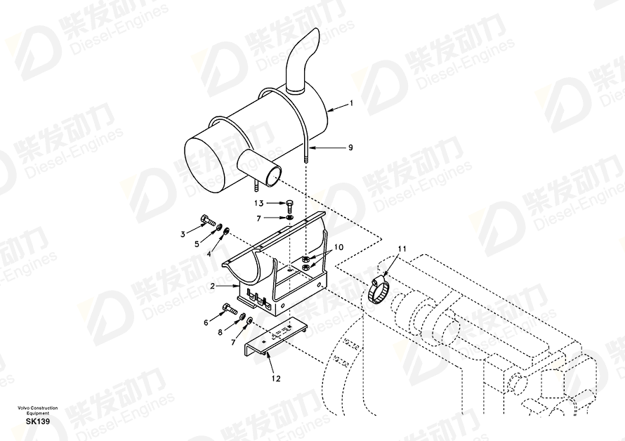 VOLVO SILENCER SA1114-00350 Drawing