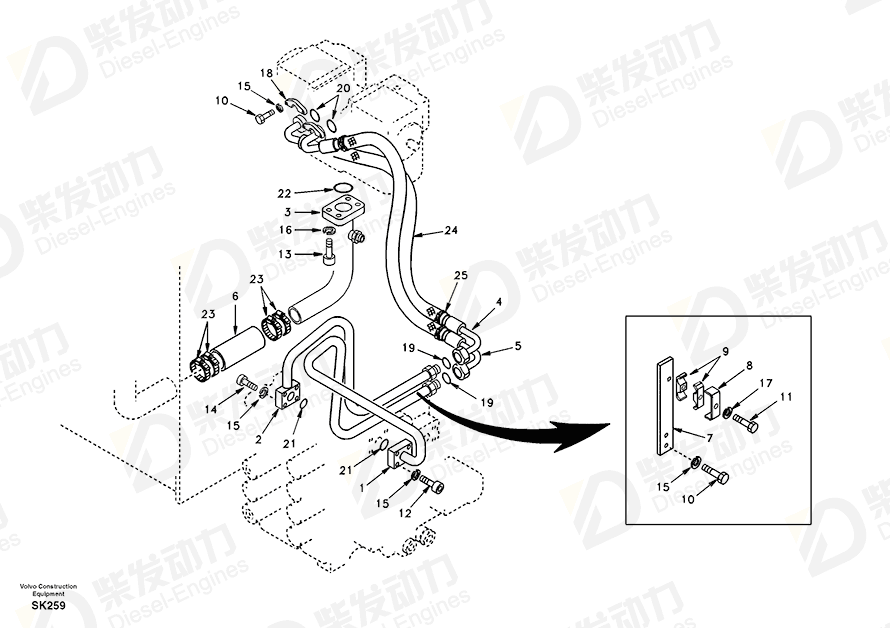 VOLVO Rubber hose SA9444-10318 Drawing