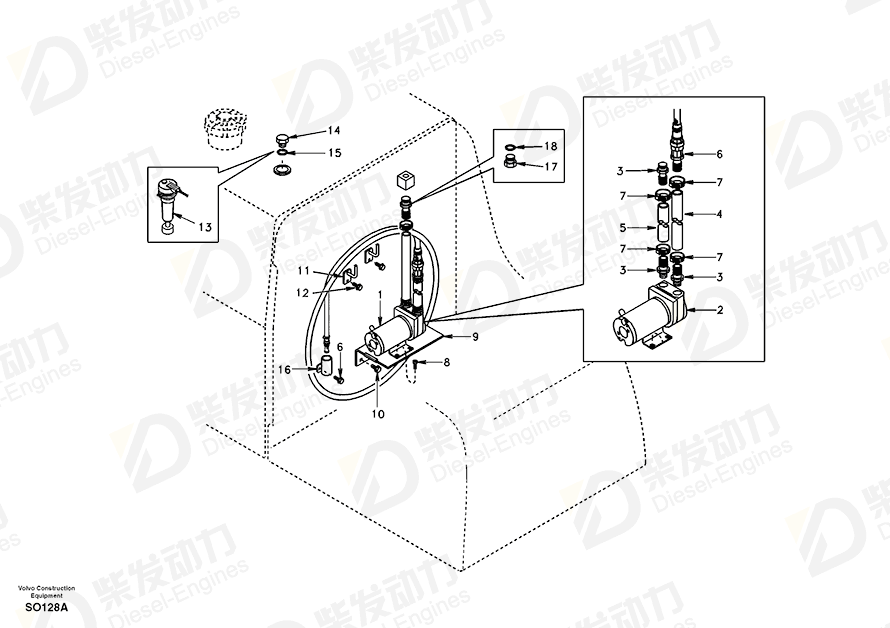 VOLVO Fuel pump SA1128-00520 Drawing