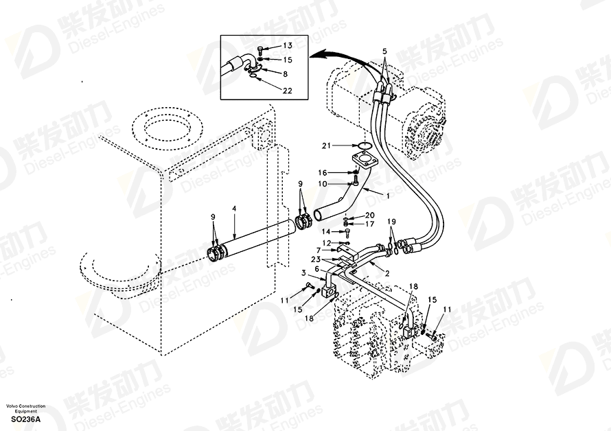 VOLVO O-ring SA9512-02232 Drawing VOLVO O-ring SA9512-02232 Drawing