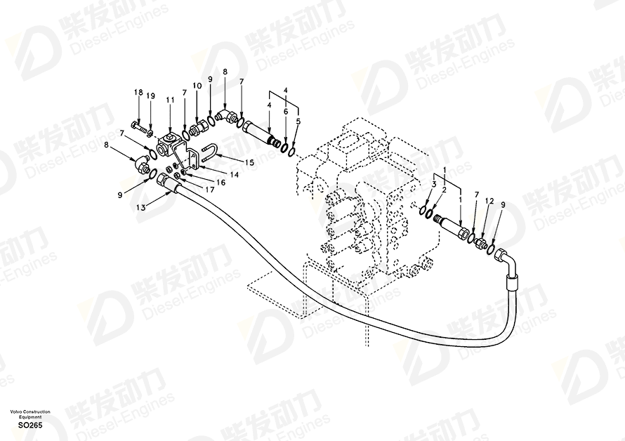 VOLVO Hose assembly 936359 Drawing VOLVO Hose assembly 936359 Drawing