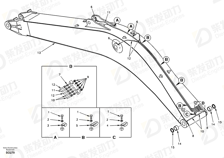 VOLVO Hose assembly SA9482-02151 Drawing VOLVO Hose assembly SA9482-02151 Drawing
