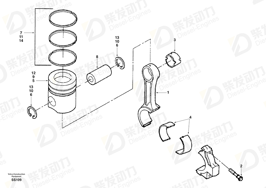 VOLVO Piston ring kit SA3802746 Drawing